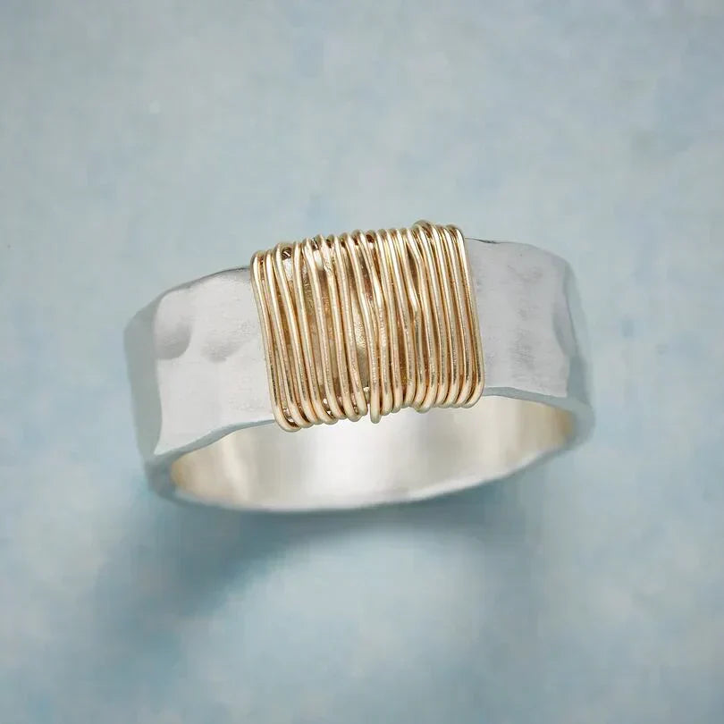 Gold and Silver Wire-Wrapped Ring