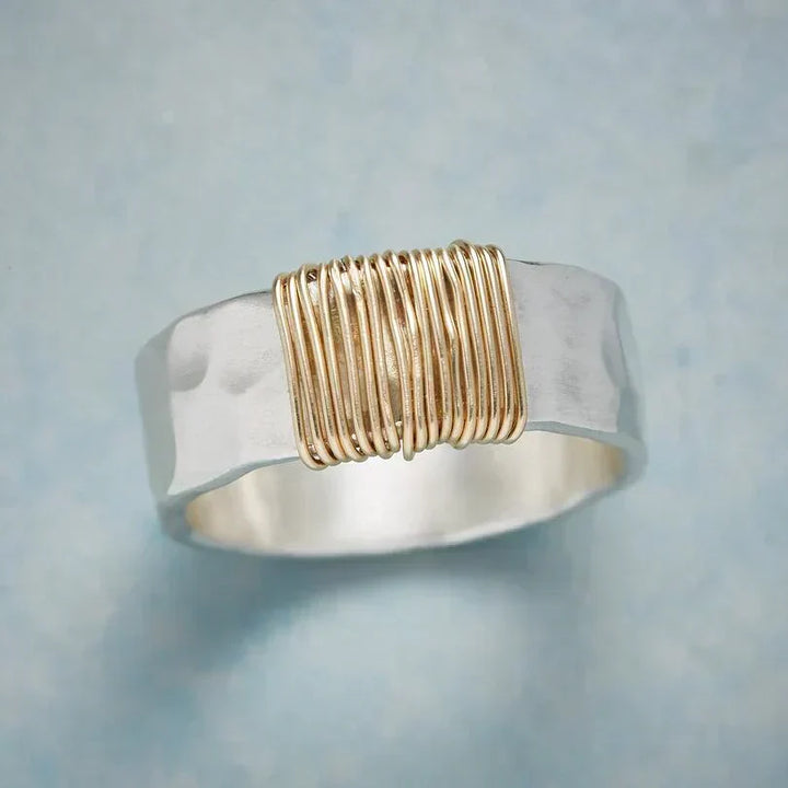 Gold and Silver Wire-Wrapped Ring