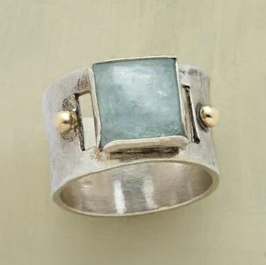 Antique Emerald Square Moonstone Ring