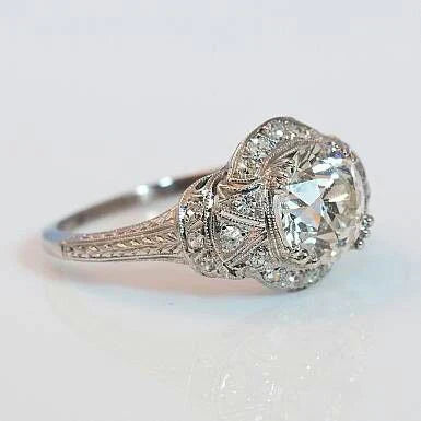 Antique Crystal-Studded Silver Ring
