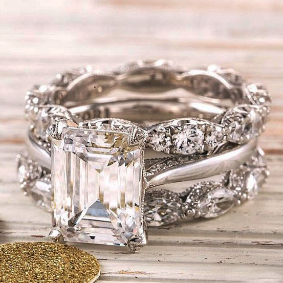 Vintage Silver Sparkle Stacked Ring