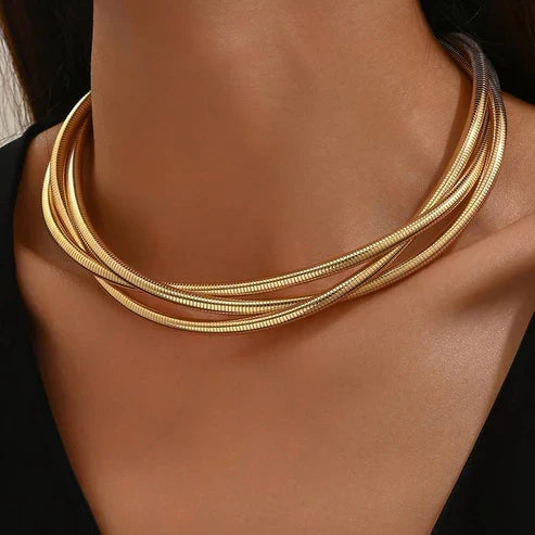 Retro Stacked Gold Necklace