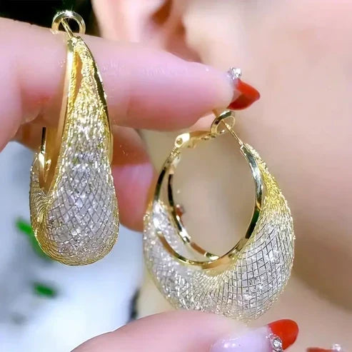 Radiant Golden Basket Earrings