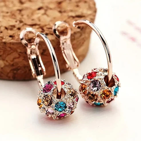 Vibrant Round Gold Earrings