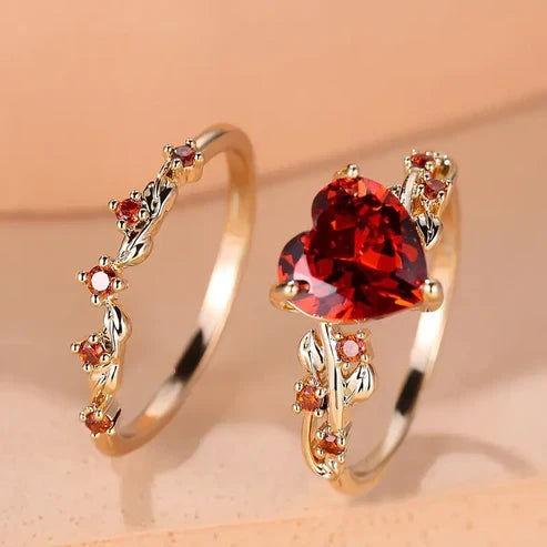 Crimson Heart Gold Ring Collection
