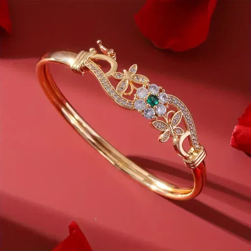 Gold and Green Crystal Zirconia Bracelet
