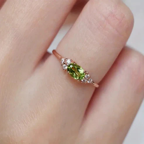Olive Green Glass Gold Band