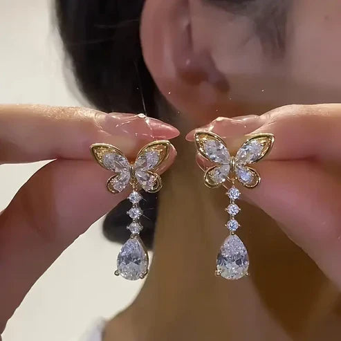 Radiant Butterfly Gold Earrings