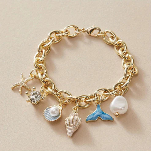 Golden Bracelets with Ocean-Inspired Shells