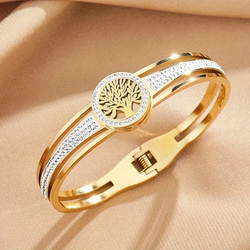 Gold Bracelet with Tree of Life Design