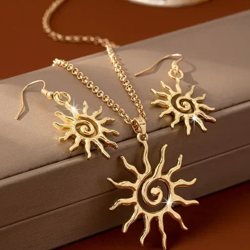 Solar Radiance Earrings and Necklace Set
