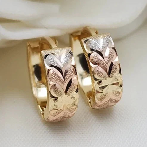 Vibrant Golden Heart-Shaped Hoop Earrings