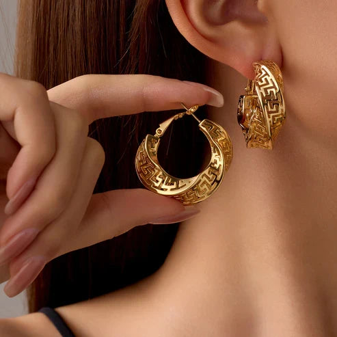 Asymmetrical Gold Hoop Earrings