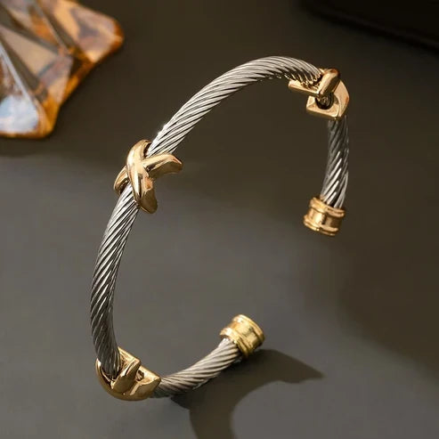 Twisted Silver and Gold Bracelet