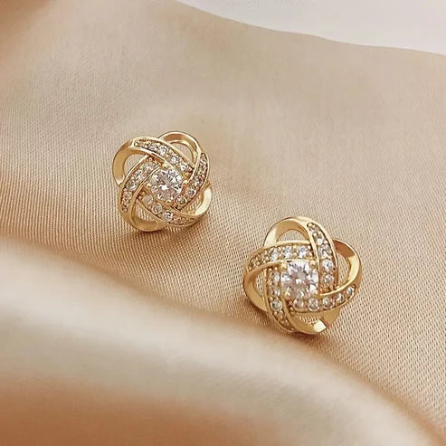 Elegant Gold Sphere Earrings with Crystal Accents