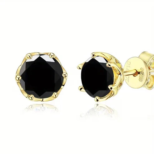 Moss Agate Round Stud Earrings