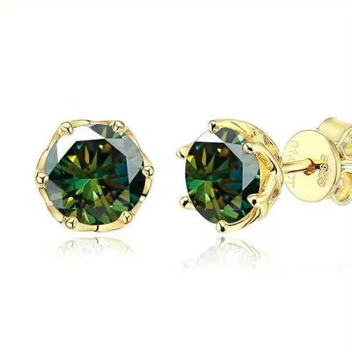 Moss Agate Round Stud Earrings