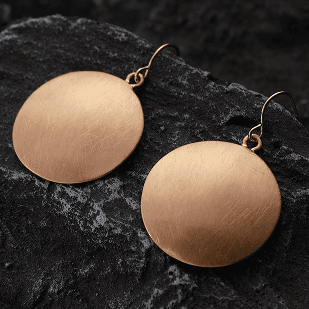 Retro Gold Vinyl Record Earrings
