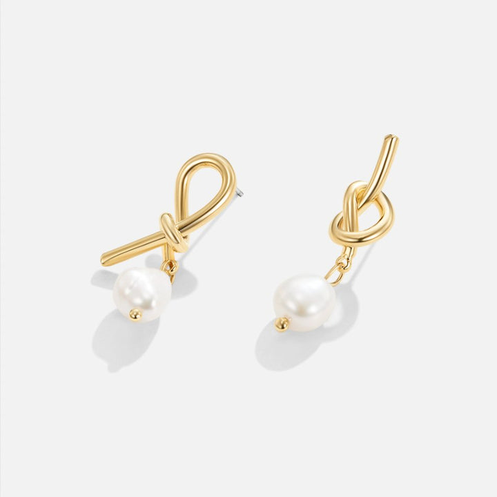 Spiral Gold and Freshwater Pearl Earrings