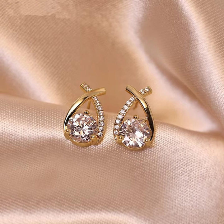 Chic Twisted Teardrop CZ Stud Earrings