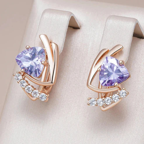 Chic Purple and Radiant Gold Earrings