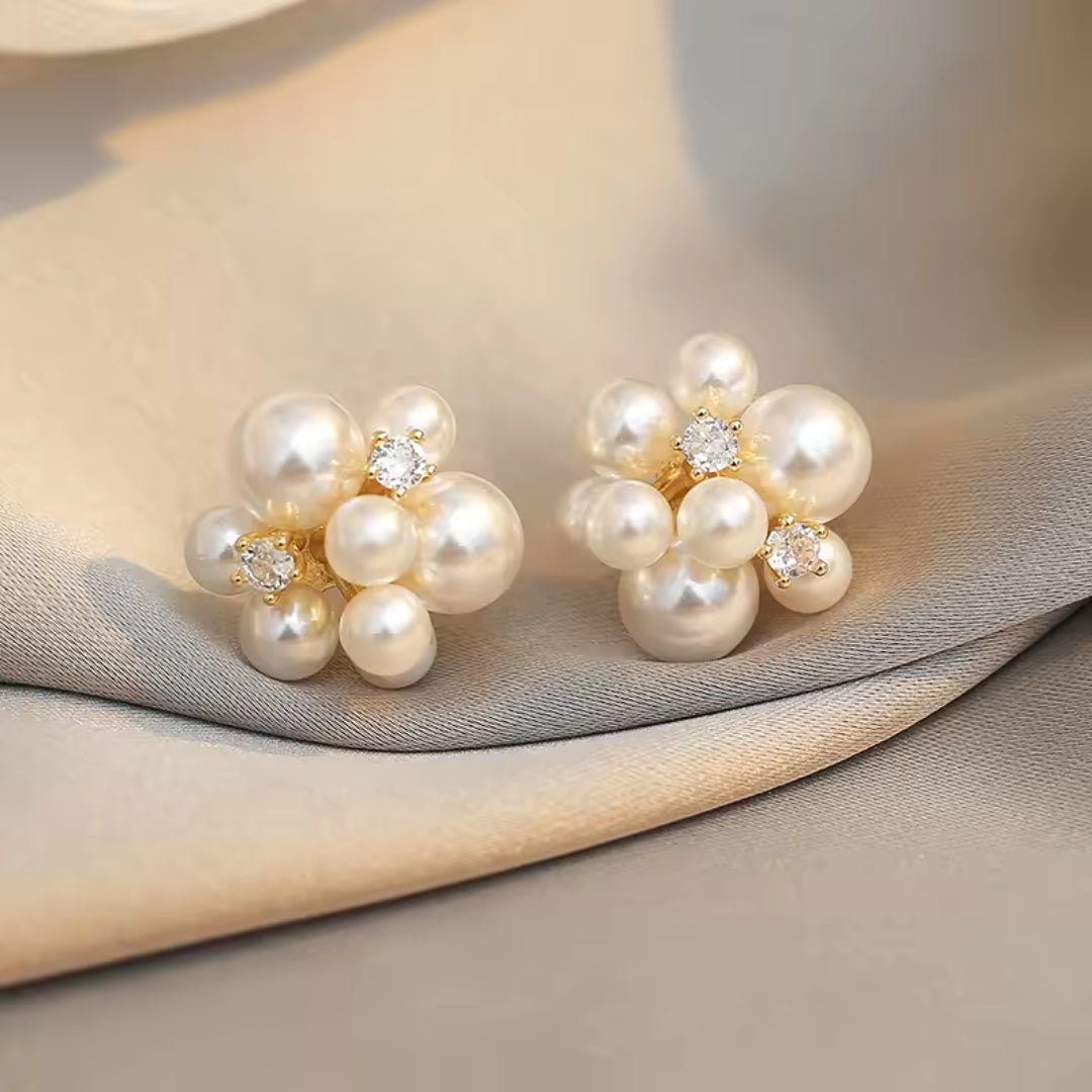 Flower-Inspired Pearl Dangle Earrings