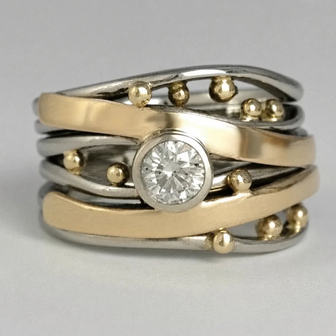Regal Antique Gold Inlay Zirconia Band