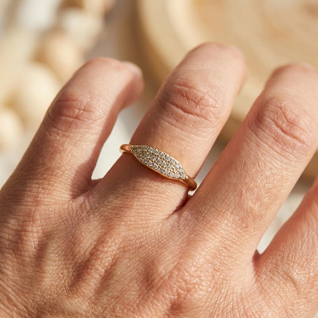Marquise Pavé Stacking Ring