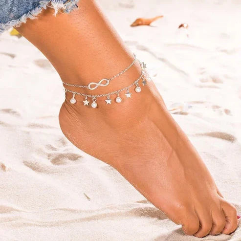 Eternity Anklet with Pearls and Star Accents