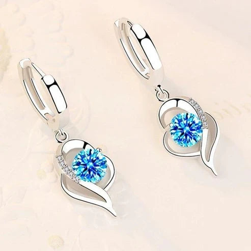 Floral Earrings with Silver and Zirconia Inlay
