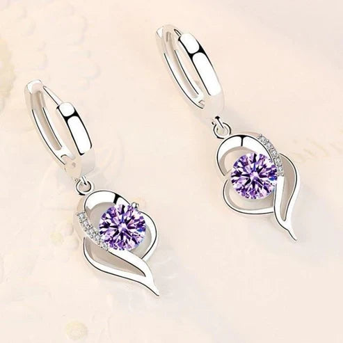 Floral Earrings with Silver and Zirconia Inlay