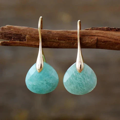 Turquoise Gemstone Golden Earrings