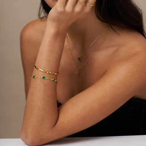Emerald Connected Chain Bracelet