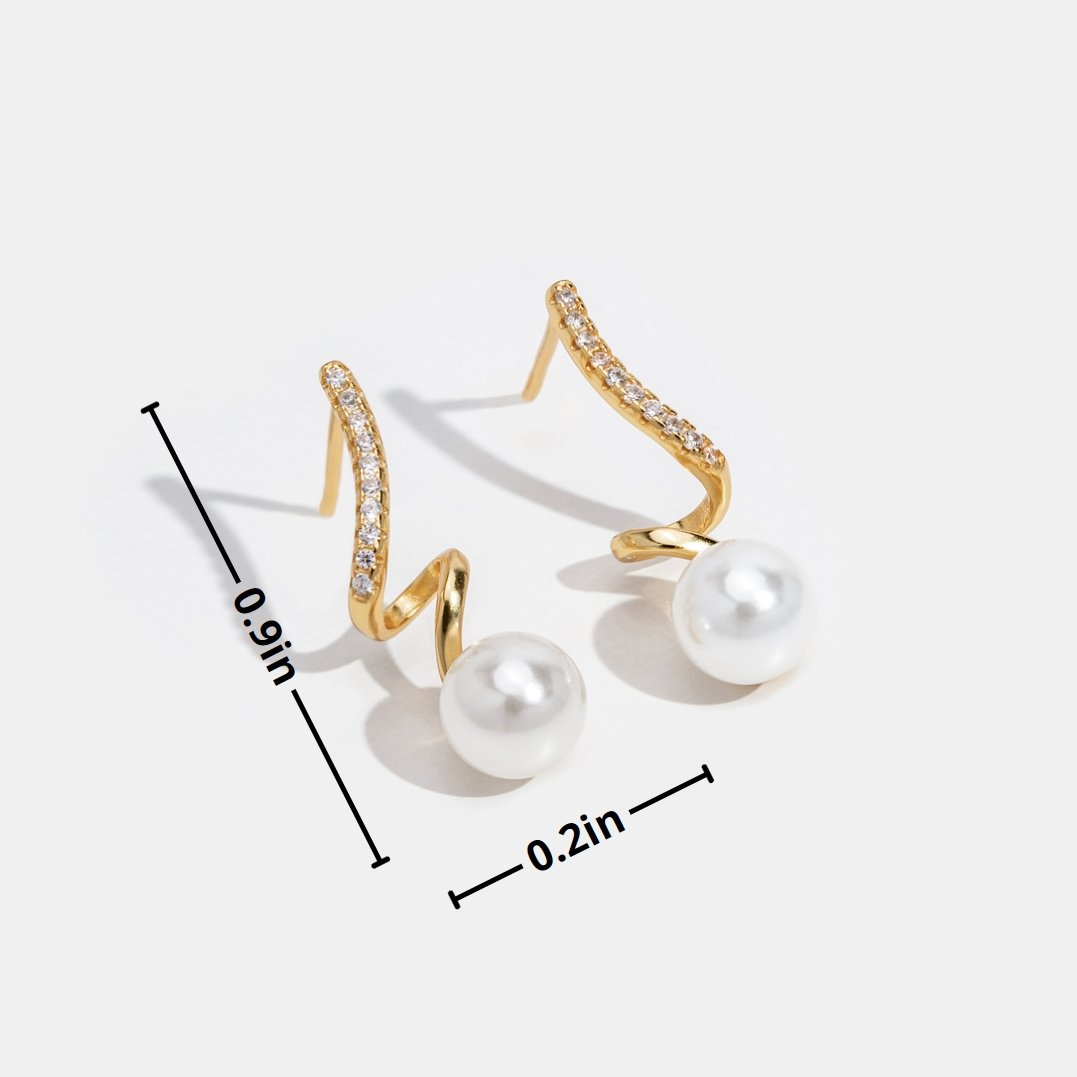 Lustrous Wave Pearl Earrings with Iridescent Finish
