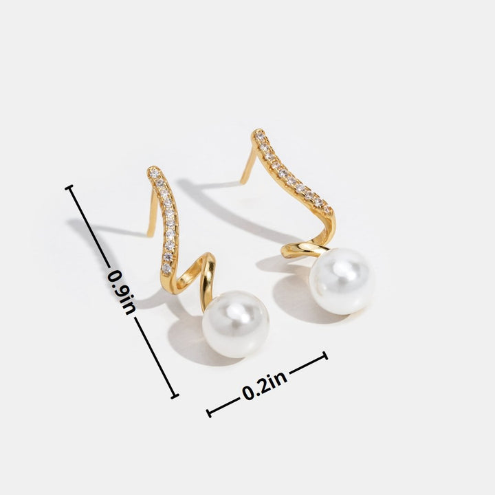 Lustrous Wave Pearl Earrings with Iridescent Finish