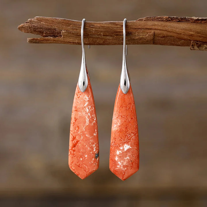 Autumn Radiance Triangle Jadeite Earrings
