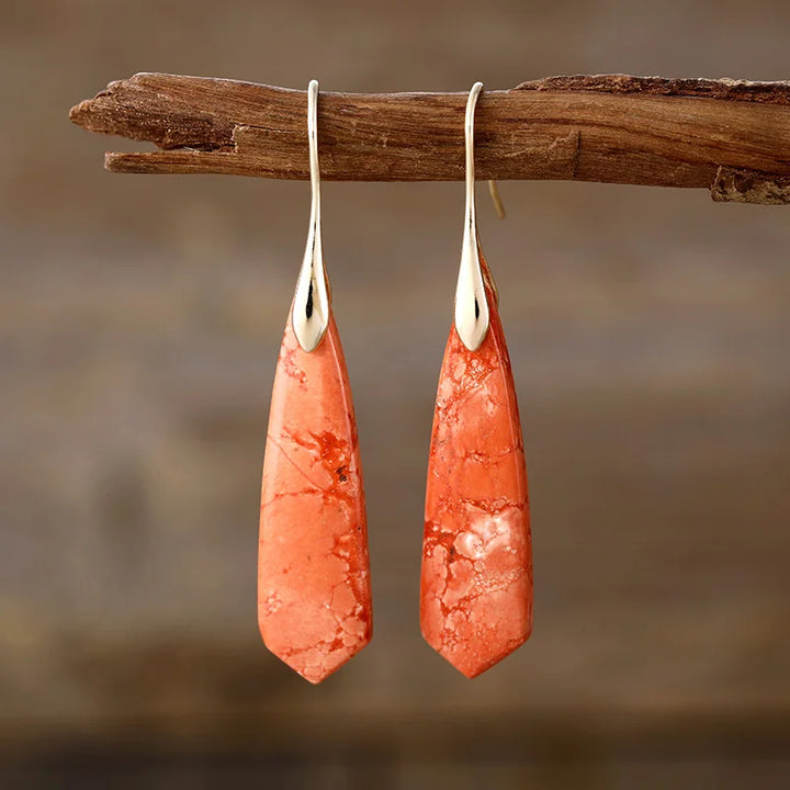 Autumn Radiance Triangle Jadeite Earrings