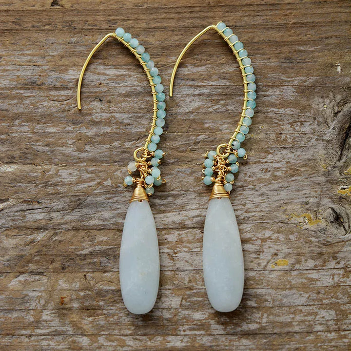 Elegant Amazonite and Gold Drop Earrings